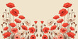 Red poppies on a beige background, greeting card design with poppy flowers, Vector illustration, generative ai