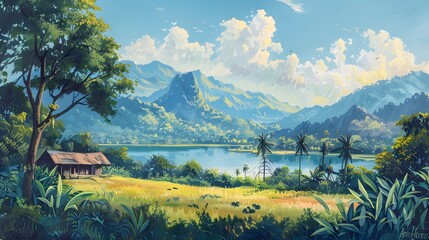 Wall Mural - traditional Thai  landscape
