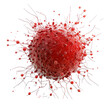 © TakoyakiAI - Red Virus with Spike Proteins Isolated on Transparent Background, Detailed Medical Illustration