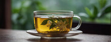 A Glass Cup Of Jasmine Tea.