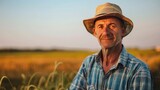 Fototapeta Boho - portrait of a farmer on his farm at sunset in high resolution and high quality. FARM CONCEPT,farmer,field