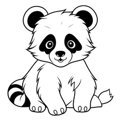 Wall Mural - Cute panda - black and white vector illustration for coloring book