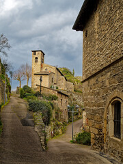 Wall Mural - Vue du village de Malleval, l'église, Loire, Pilat, France