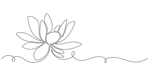 Wall Mural - lotus flower one line art vector illustration, vesak day element design	