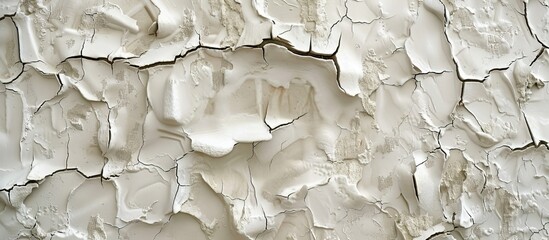 Canvas Print - An aged wall displaying cracked texture coated with uneven layers of white paint