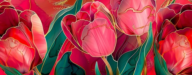 Canvas Print - Growing tulips flowers