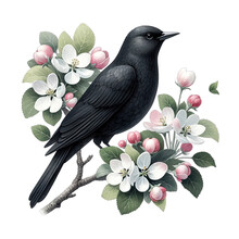 Blackbird And Apple Blossom