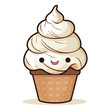 © Waqar - Ice cream cartoon character isolated on white background. Cute ice cream vector illustration.