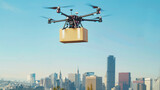 Fototapeta Londyn - Drone Delivery Service Transporting Packages