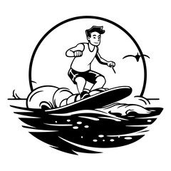 Wall Mural - surfer on the waves of a man surfing on the waves