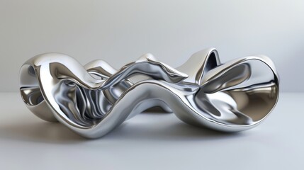 Poster - 3D render modern illustration of Y2K chrome objects. Metal elements with silver glossy finishes. 3D render modern illustration.