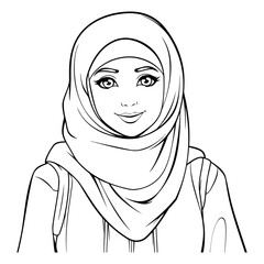 Wall Mural - Arabic woman in hijab in black and white.