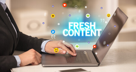 Aufkleber - Freelance woman using laptop concept