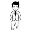 © Waqar - businessman avatar cartoon character black and white isolated vector illustration graphic design