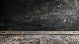 Fototapeta  - Vintage chalkboard texture background - perfect for back to school designs, educational graphics, and kid-friendly creativity - empty blackboard for white chalk text drawings - college concept and cla