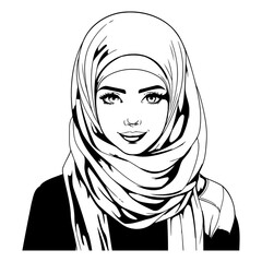 Wall Mural - Arabic woman in hijab. Isolated vector illustration on white background.