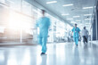 © Anastasiia - Doctors and nurses walk down bright modern hospital hall, medical background. Healthcare hospital clinic background.