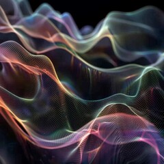 Fototapete - Vibrant abstract wave patterns with a dynamic range of colors, creating a sense of digital fluidity and movement