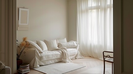  Living room interior in White Space. Interior design
