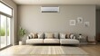 Living room interior with air conditioner. Interior design
