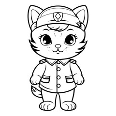 Wall Mural - Coloring book for children: Cute cartoon cat in a pilot's cap