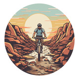 Fototapeta Pokój dzieciecy - Mountain biker riding on the road in the desert.