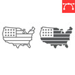 © amin268 - USA map line and glyph icon, election and geography, country America vector icon, vector graphics, editable stroke outline sign, eps 10.
