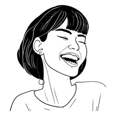 Poster - Portrait of a laughing young woman in cartoon style.