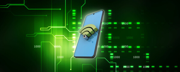 Poster - 3d illustration Transmitter mobile WiFi