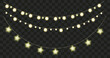 Set with Cristmas light garland in circle and star shape