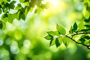 Wall Mural - green leaves background