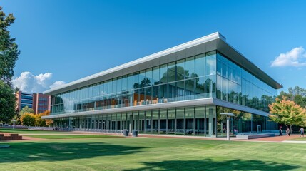 Group of diverse students engaged in interactive learning activities at a vibrant school campus, fostering creativity and knowledge acquisition in an educational environment