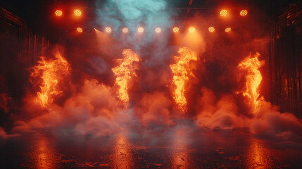 Wall Mural - Indoor stage background, simple, clean background, smoke. AI generative