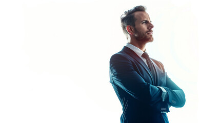 confident pose of business man on white background. standing crossed arms.