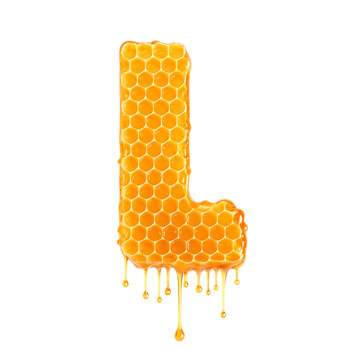 Honey comb letter L, PNG file. Generative AI