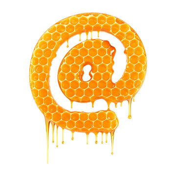 Honey comb letter, PNG file. Generative AI