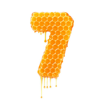 Number 7 made from Honeycomb, PNG file. Generative AI