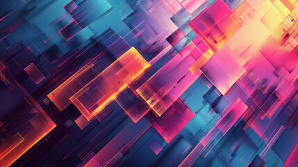 Fototapete - abstract digital artwork with geometric shapes and pastel color gradients
