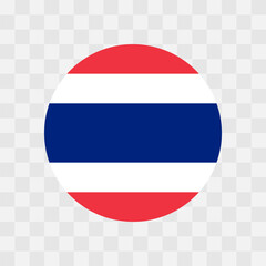 Wall Mural - Thailand flag - circle vector flag isolated on checkerboard transparent background