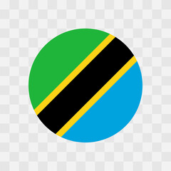 Poster - Tanzania flag - circle vector flag isolated on checkerboard transparent background