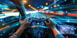 Futuristic Driving Experience.
A driver's hands on a steering wheel with digital interfaces, capturing a futuristic and immersive driving experience.