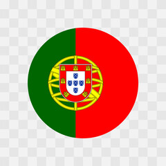 Canvas Print - Portugal flag - circle vector flag isolated on checkerboard transparent background