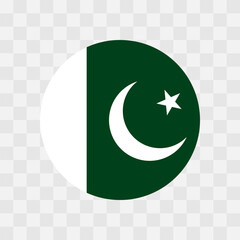 Canvas Print - Pakistan flag - circle vector flag isolated on checkerboard transparent background