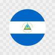 Nicaragua flag - circle vector flag isolated on checkerboard transparent background