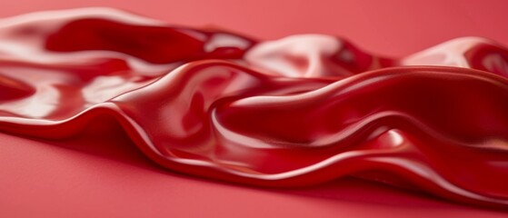 Wall Mural -  Close-up of red liquid on pink surface with slight drip