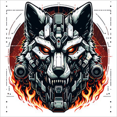 Wall Mural - WOLF CYBORG VECTOR