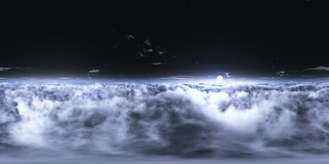 Sticker - The moon over the clouds.HDRI, environment map , Round panorama, spherical panorama, equidistant projection, panorama 360, 3d rendering