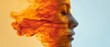 © Wall - A woman's face in close-up with a large amount of smoke emerging from the top of her head