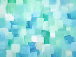 Wall Mural - mint and blue squares on the background, in the style of soft, blended brushstrokes