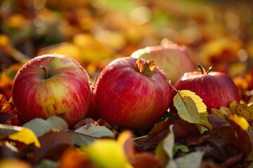 Poster - Crisp Red green apples. Nutrition ripe. Generate Ai